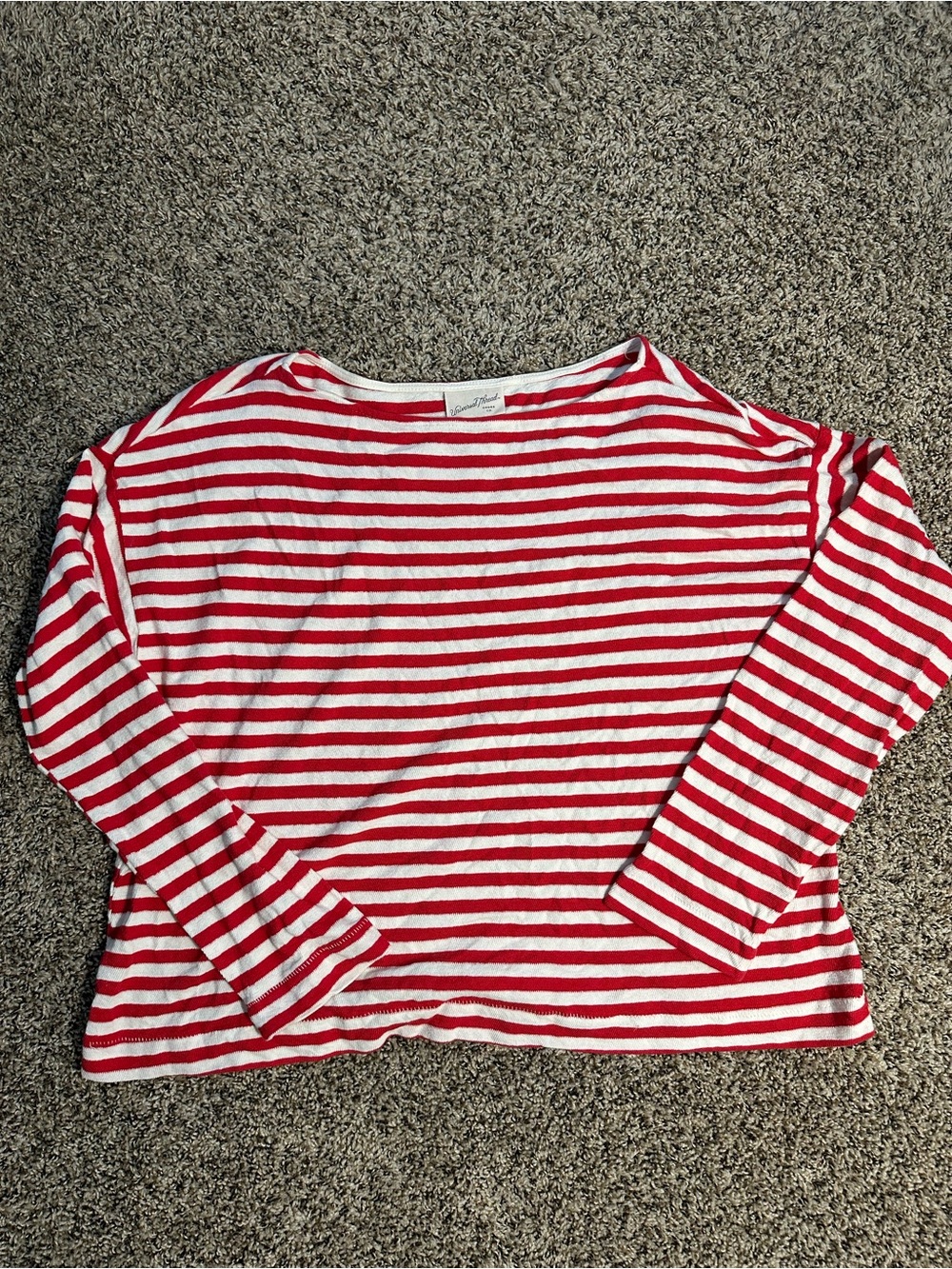 Universal Thread Red and White Striped Crewneck Top